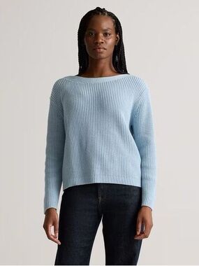Quince Light Blue Knit Boatneck Sweater